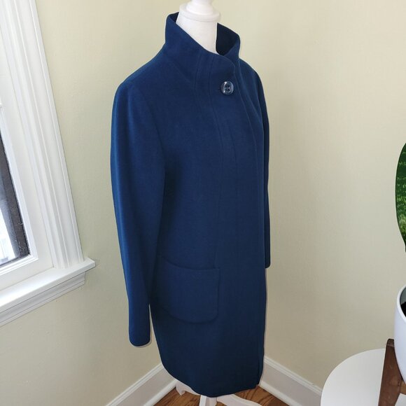 Kristen Blake Blue Lambswool Blend Coat Studio Collection Peacoat Women's Size 6 - Picture 7 of 15